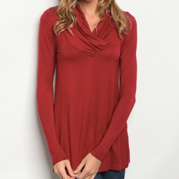 Tops - 🆕🍁 Burgundy Long Sleeve Cowl Neck Top